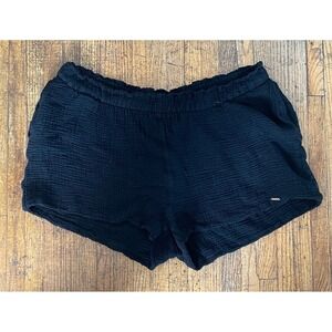 COZY EARTH Black Gauze Lounge Shorts Elastic Waist‎ Pockets Size L